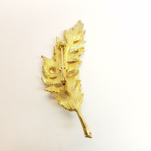 Vintage Brooch Pin Leaf Goldtone Leaves - Picture 5 of 5